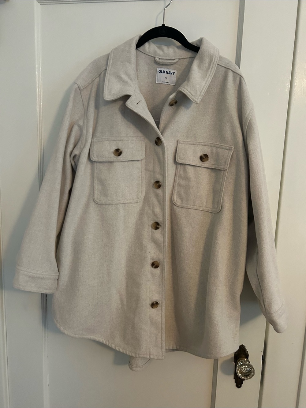 Old Navy Oversized Shacket Women's Sz XL Cream Button Up Jacket Utility Coat